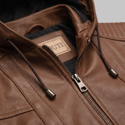 Men's Brown Hooded Leather Jacket — Bretherton