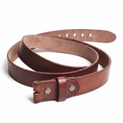 Men's Brown Leather Buckle-Less Belt Strap — Elmfield