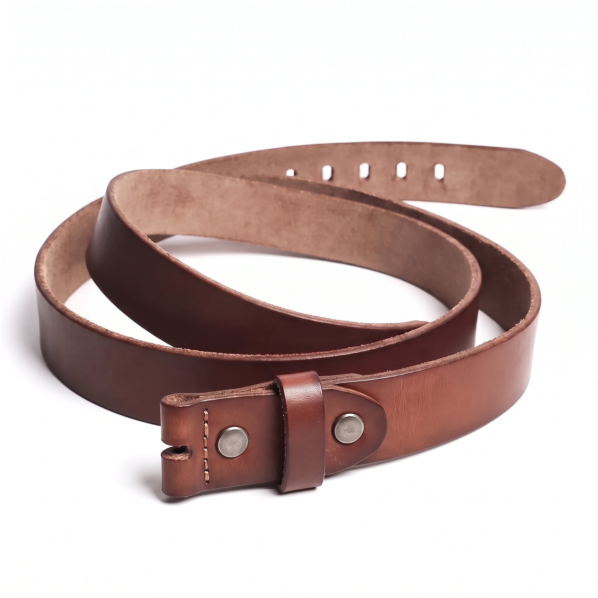 Men's Brown Leather Buckle-Less Belt Strap — Elmfield