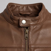 Men's Brown Leather Biker Jacket — Applegarth