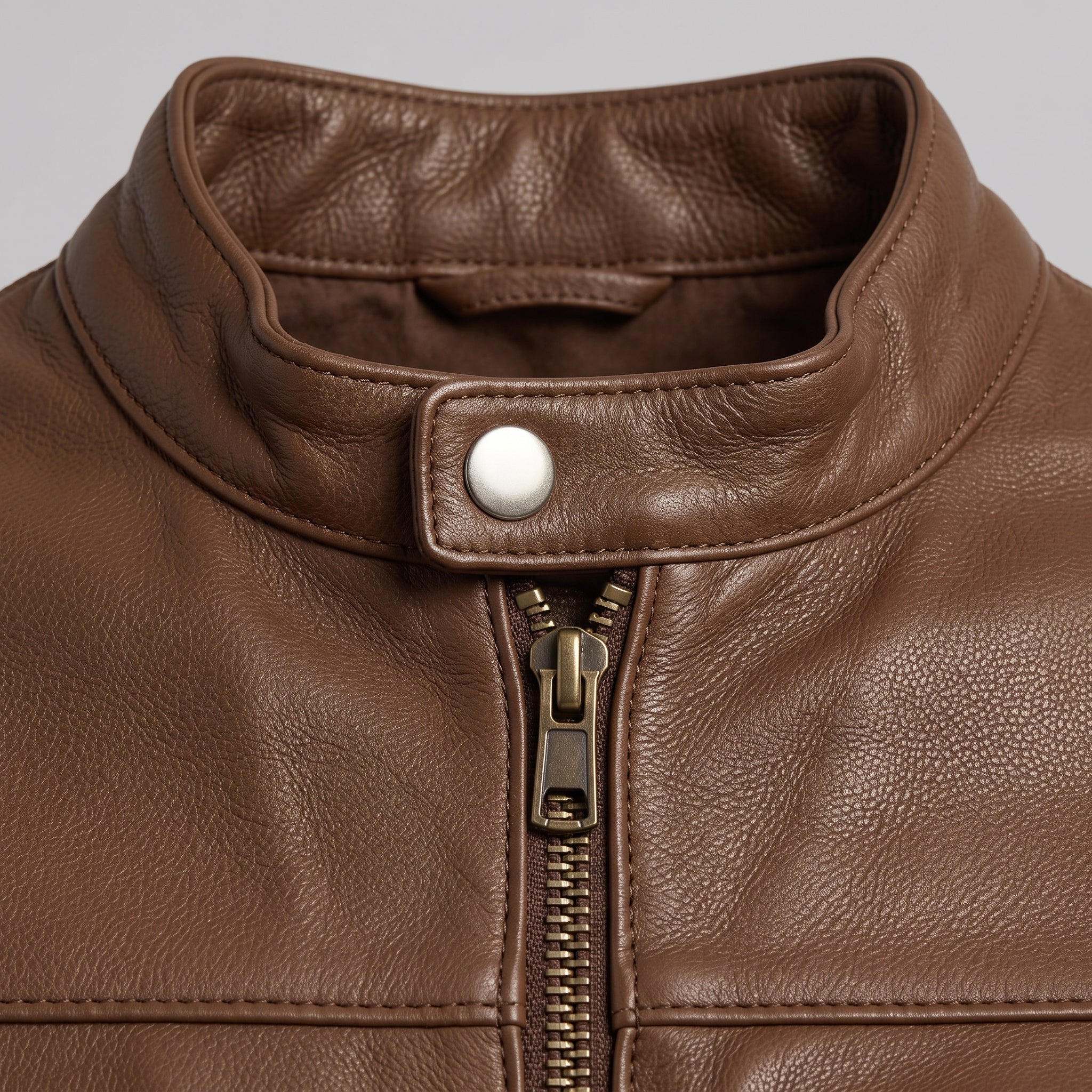 Men's Brown Leather Biker Jacket — Applegarth