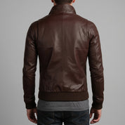 Men's Brown Leather Biker Jacket — Arkley