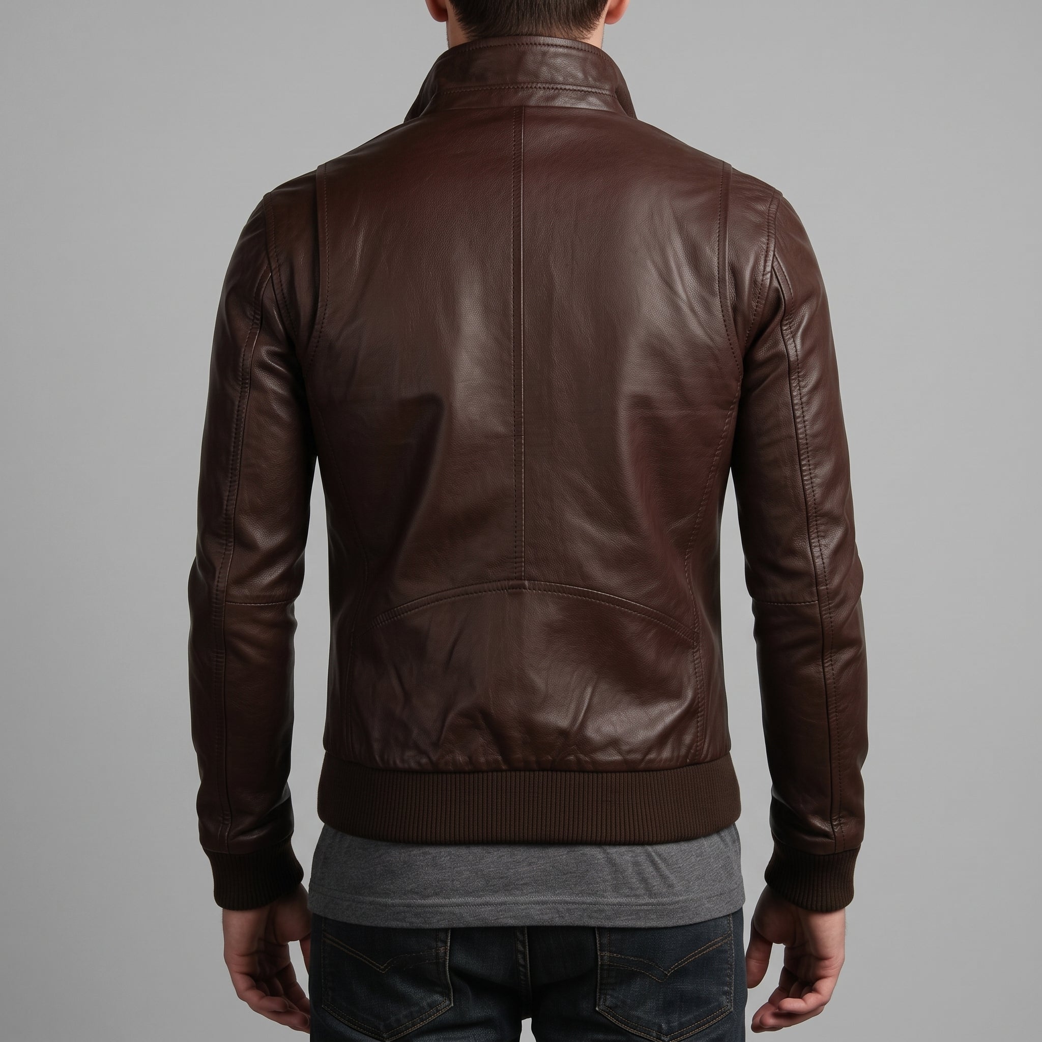 Men's Brown Leather Biker Jacket — Arkley