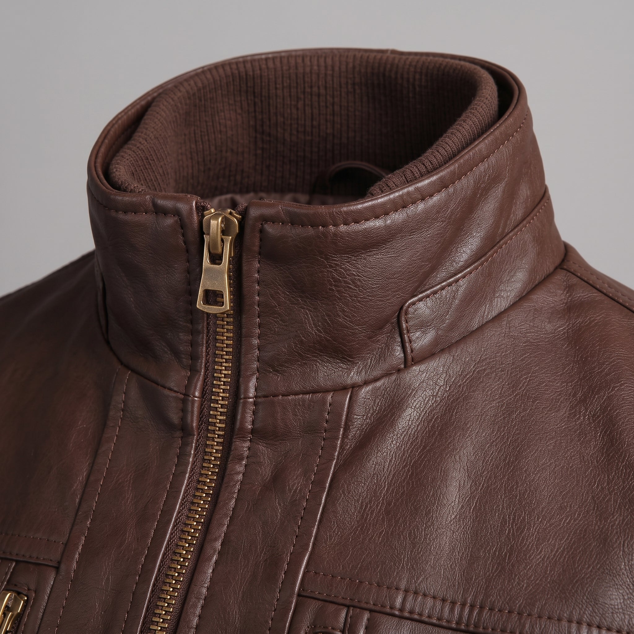 Men's Brown Leather Biker Jacket — Arkley