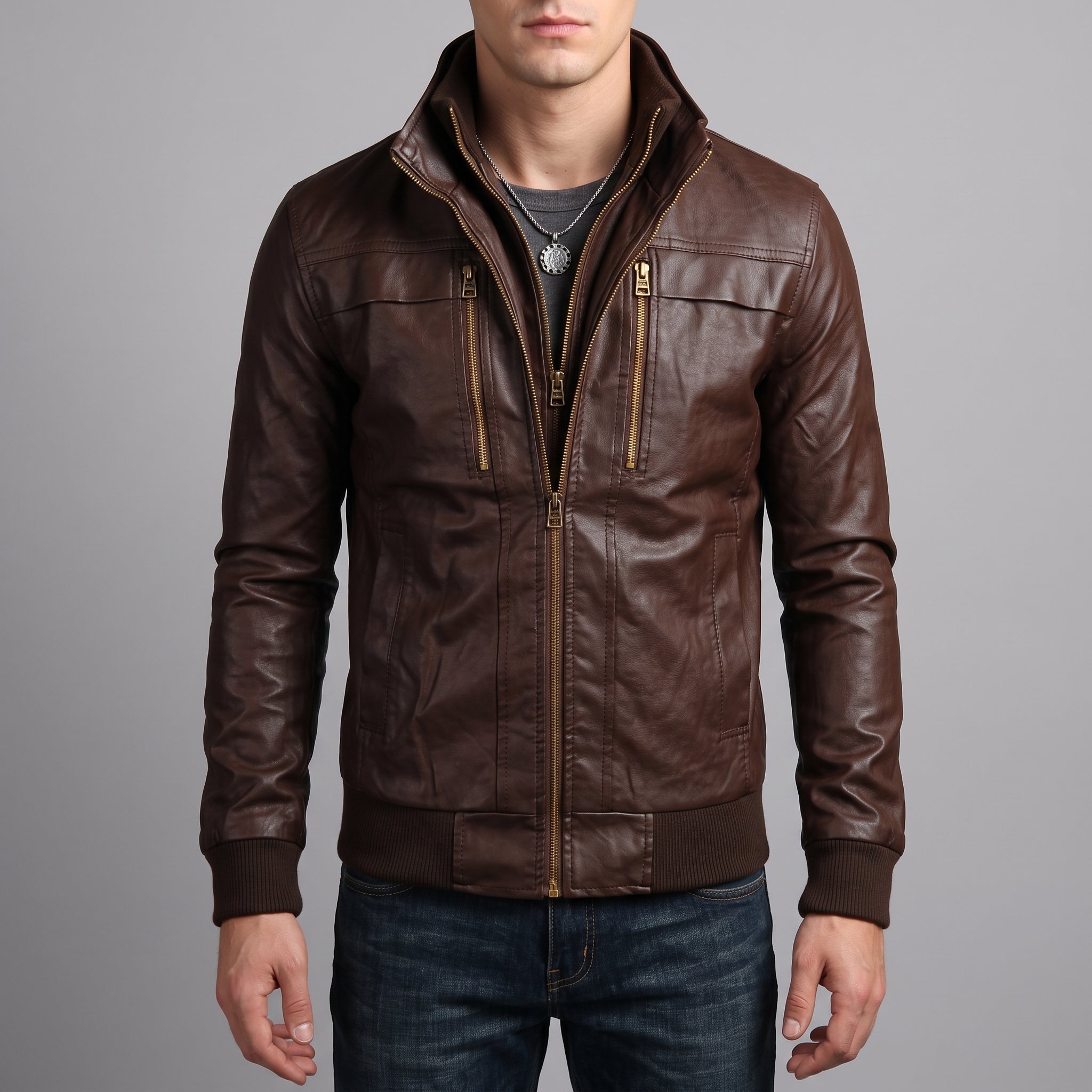 Men's Brown Leather Biker Jacket — Arkley