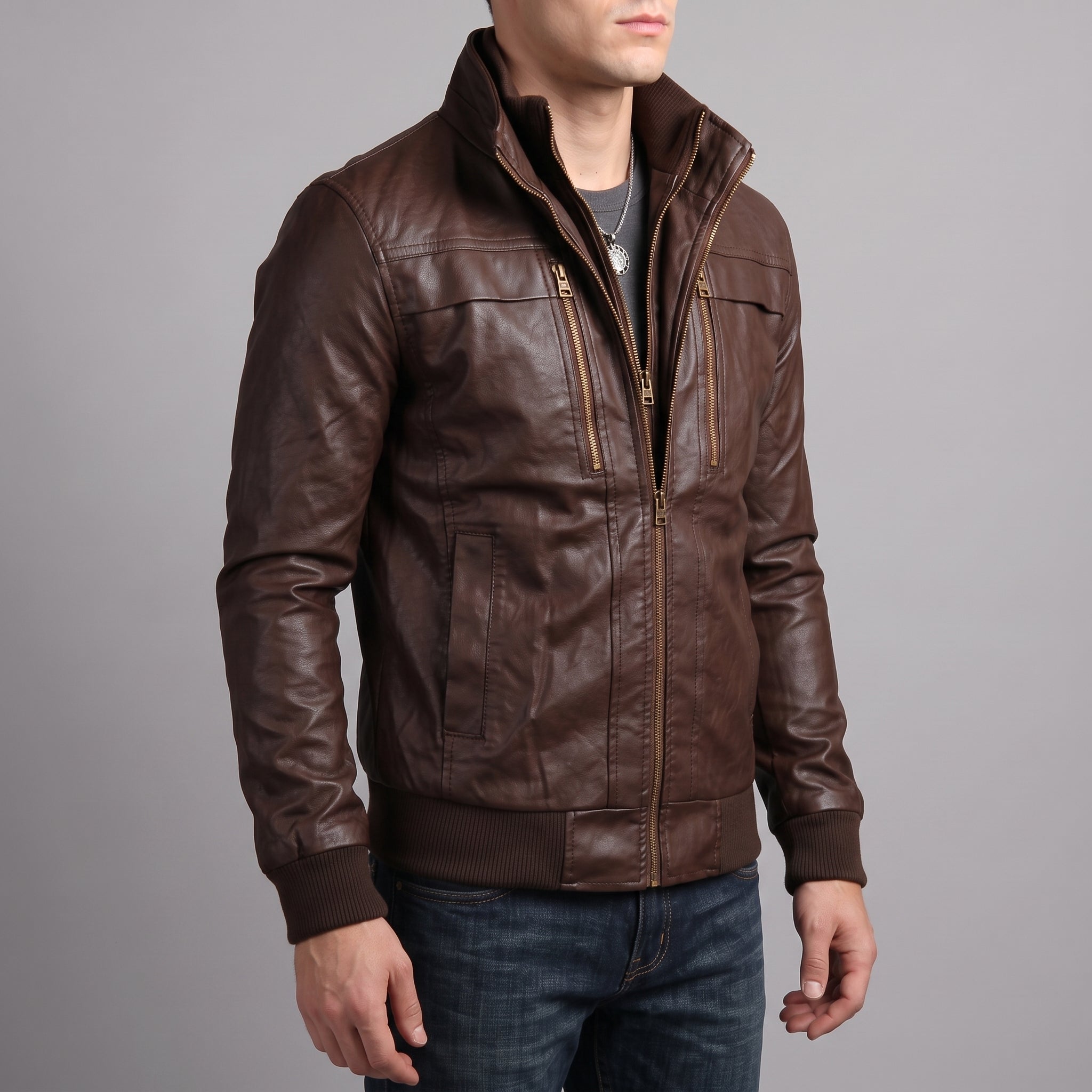 Men's Brown Leather Biker Jacket — Arkley