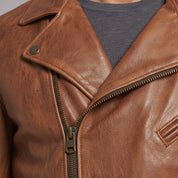 Men's Brown Leather Biker Jacket — Belmont