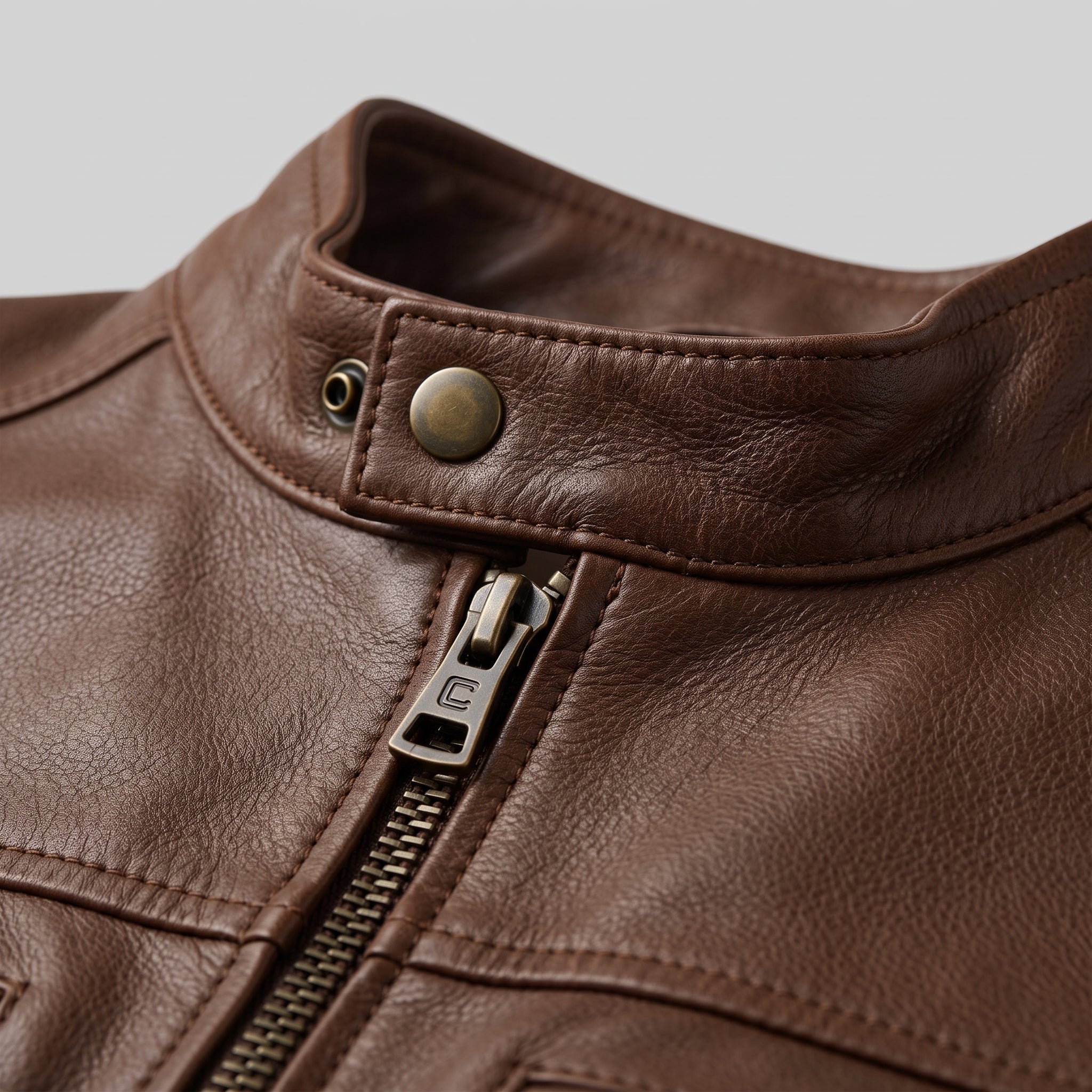 Men's Brown Leather Biker Jacket — Clavell