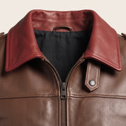 Men's Brown Leather Single Rider Biker Jacket — Critchley