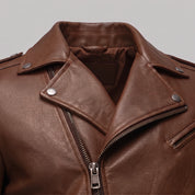Men's Brown Leather Biker Jacket — Eynsford
