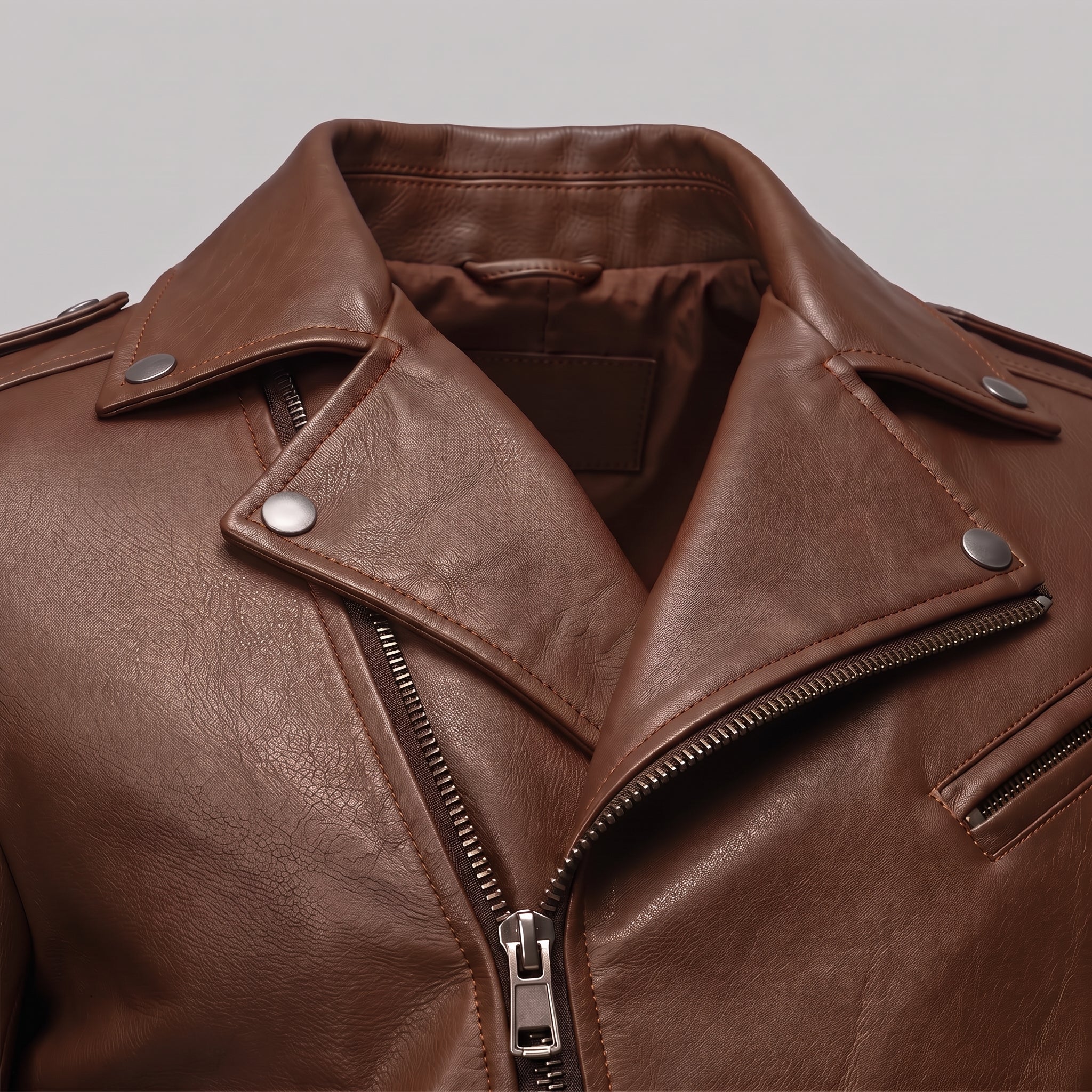 Men's Brown Leather Biker Jacket — Eynsford