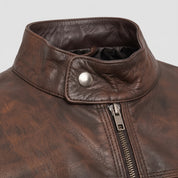 Men's Brown Leather Biker Jacket — Framingham