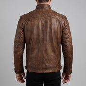 Men's Brown Leather Cafe Racer Jacket — Gatfield