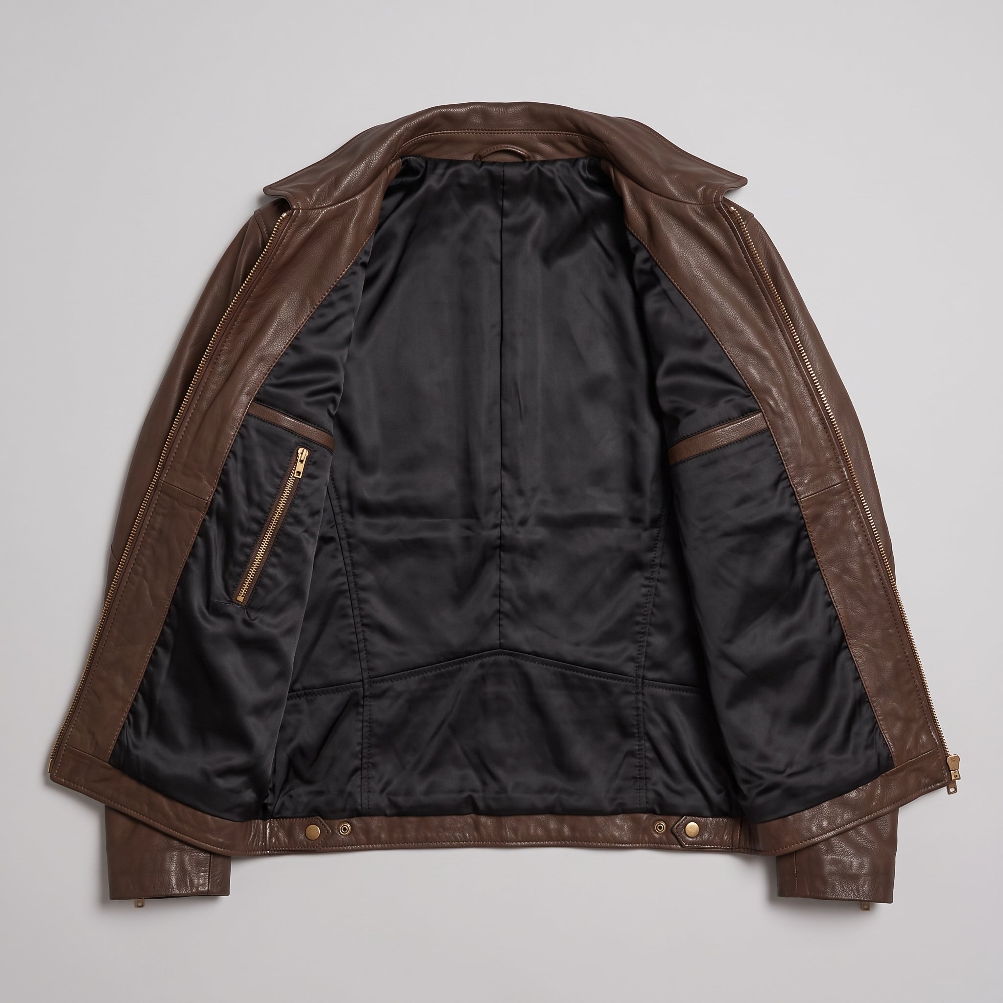 Men's Brown Leather Biker Jacket — Hooper