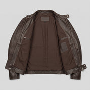Men's Brown Leather Biker Jacket — Irby