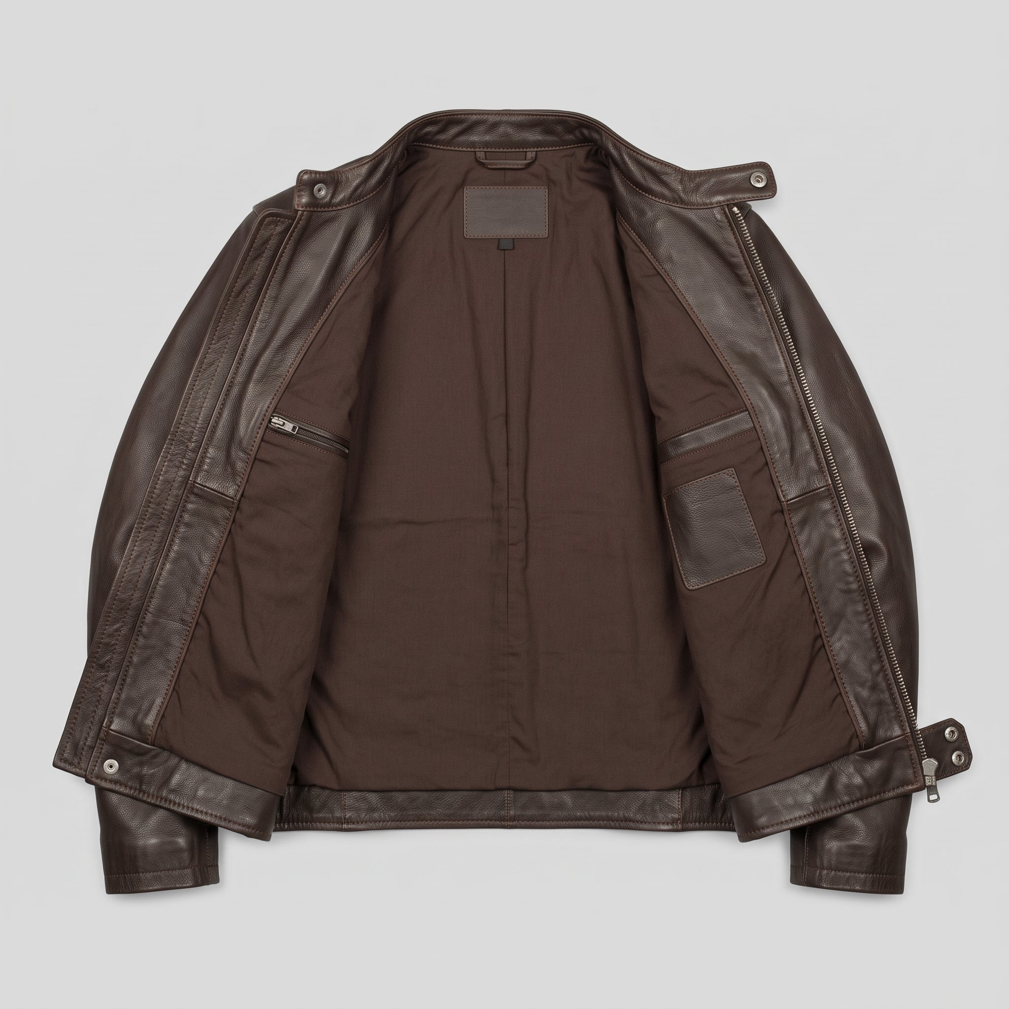 Men's Brown Leather Biker Jacket — Irby
