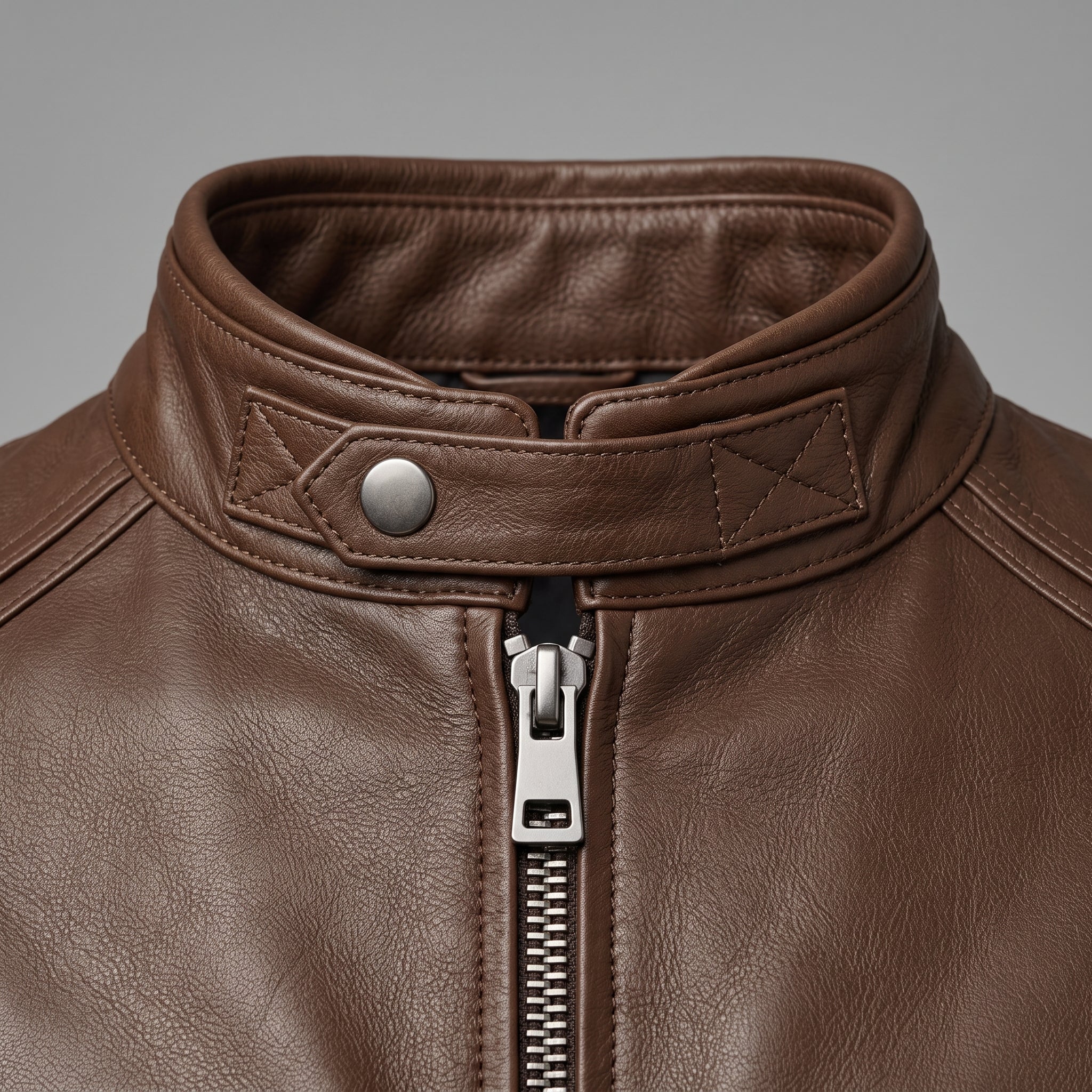 Men's Brown Leather Biker Jacket — Luton