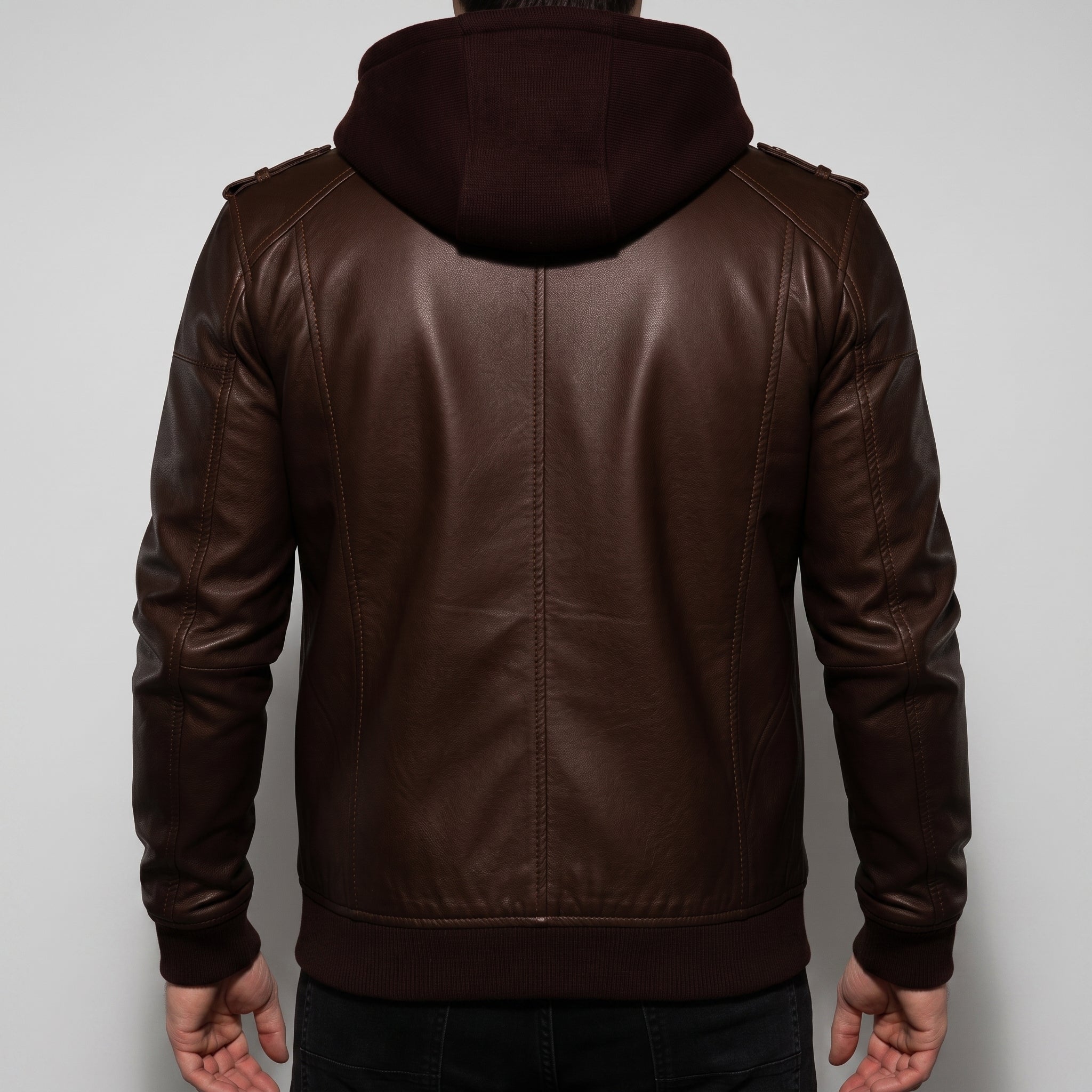 Men's Brown Leather Biker Jacket — Prior