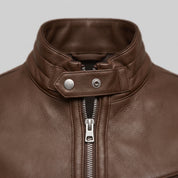 Men's Brown Leather Biker Jacket — Uckfield