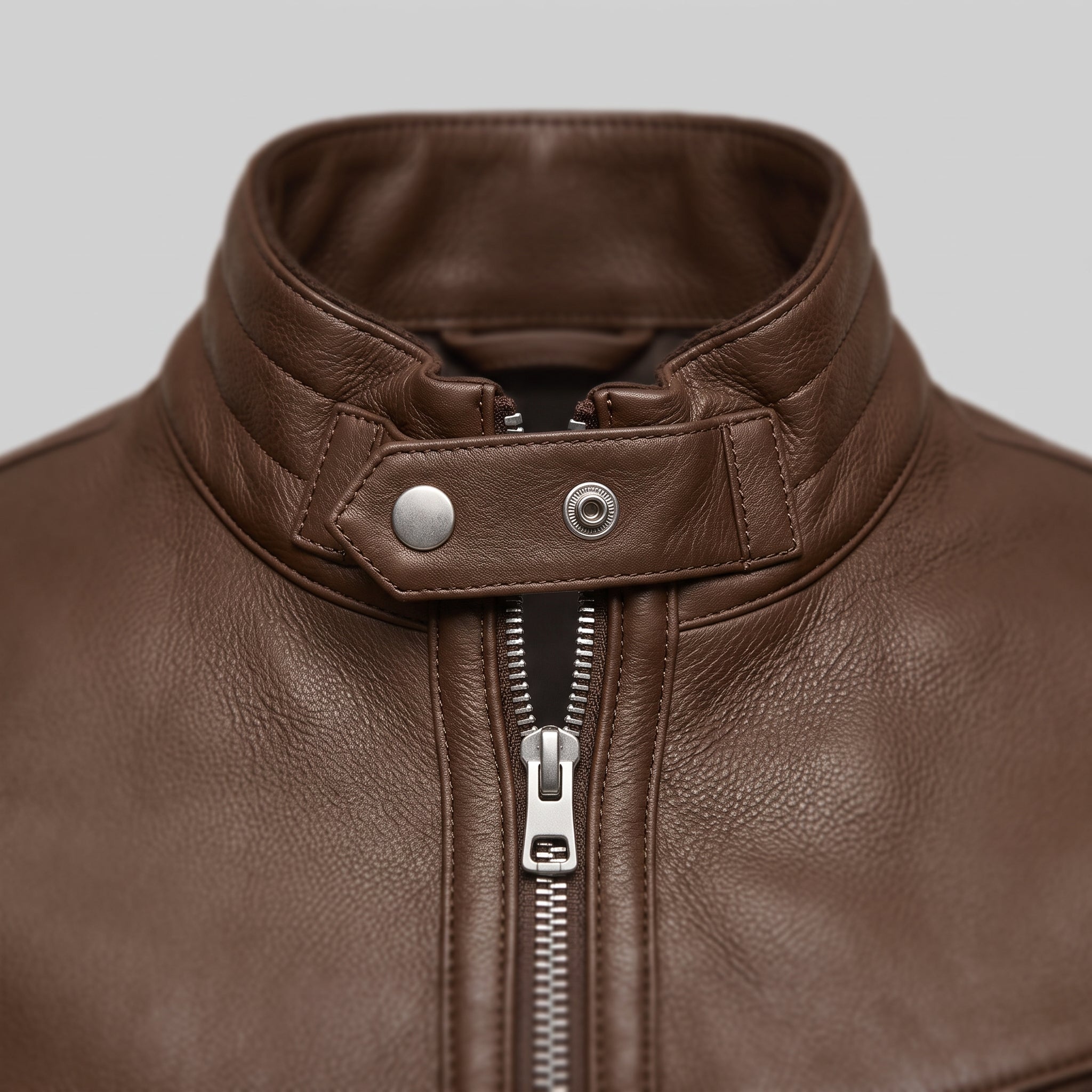 Men's Brown Leather Biker Jacket — Uckfield