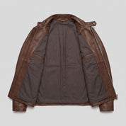 Men's Brown Leather Biker Jacket — Uckfield