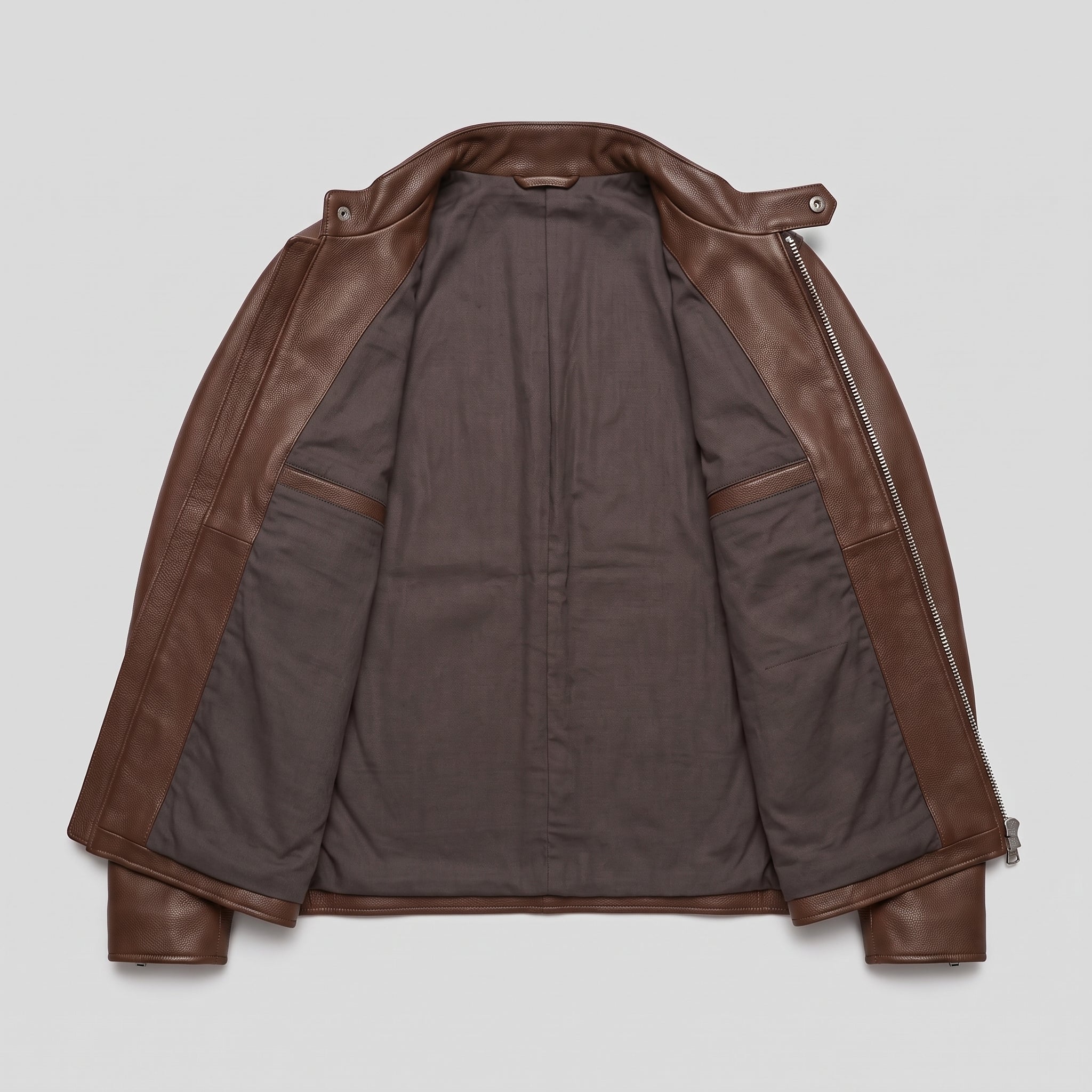 Men's Brown Leather Biker Jacket — Uckfield