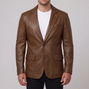 Men's Brown Leather Blazer — Belvoir