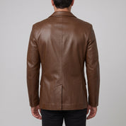Men's Brown Leather Blazer — Belvoir