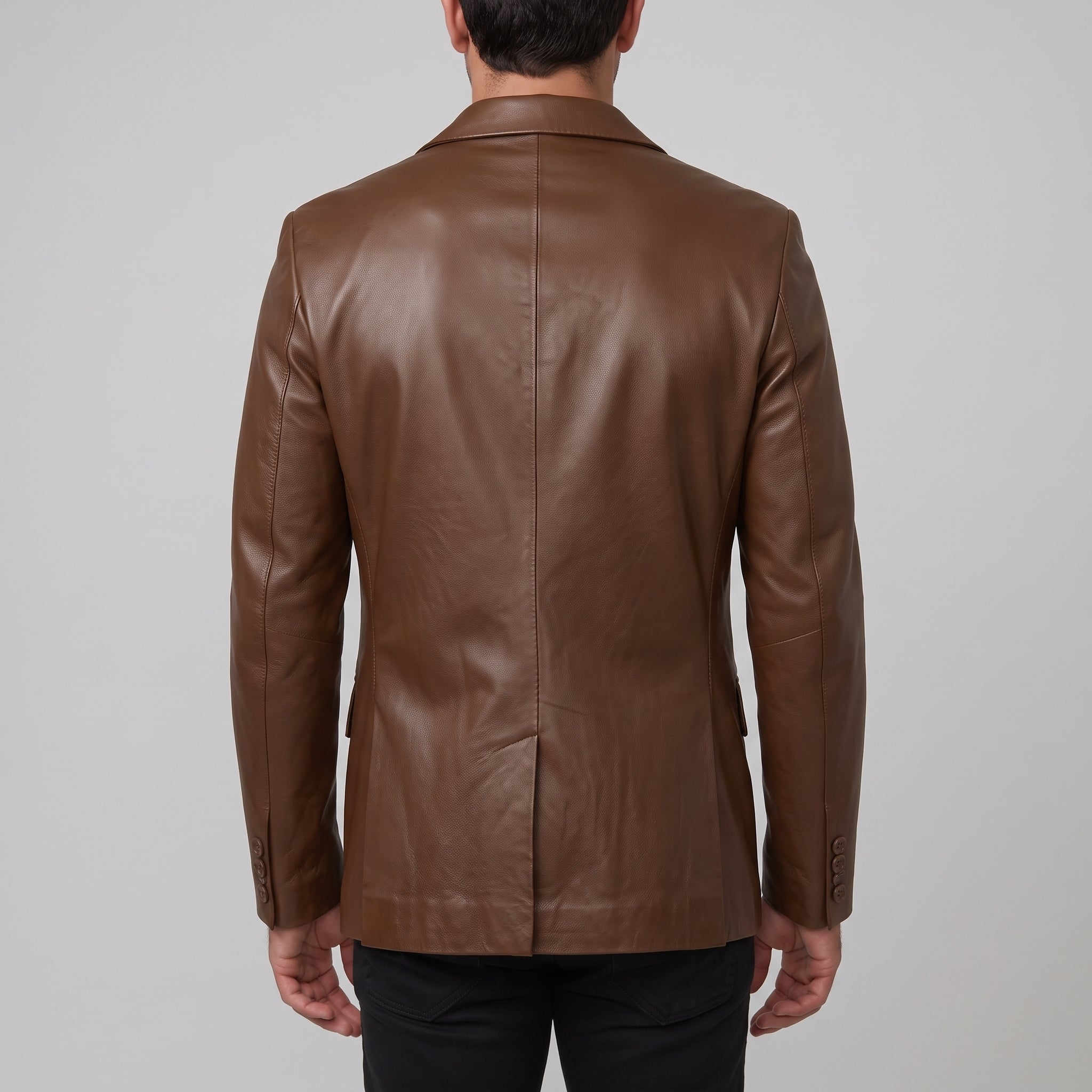 Men's Brown Leather Blazer — Belvoir