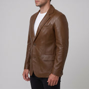 Men's Brown Leather Blazer — Belvoir