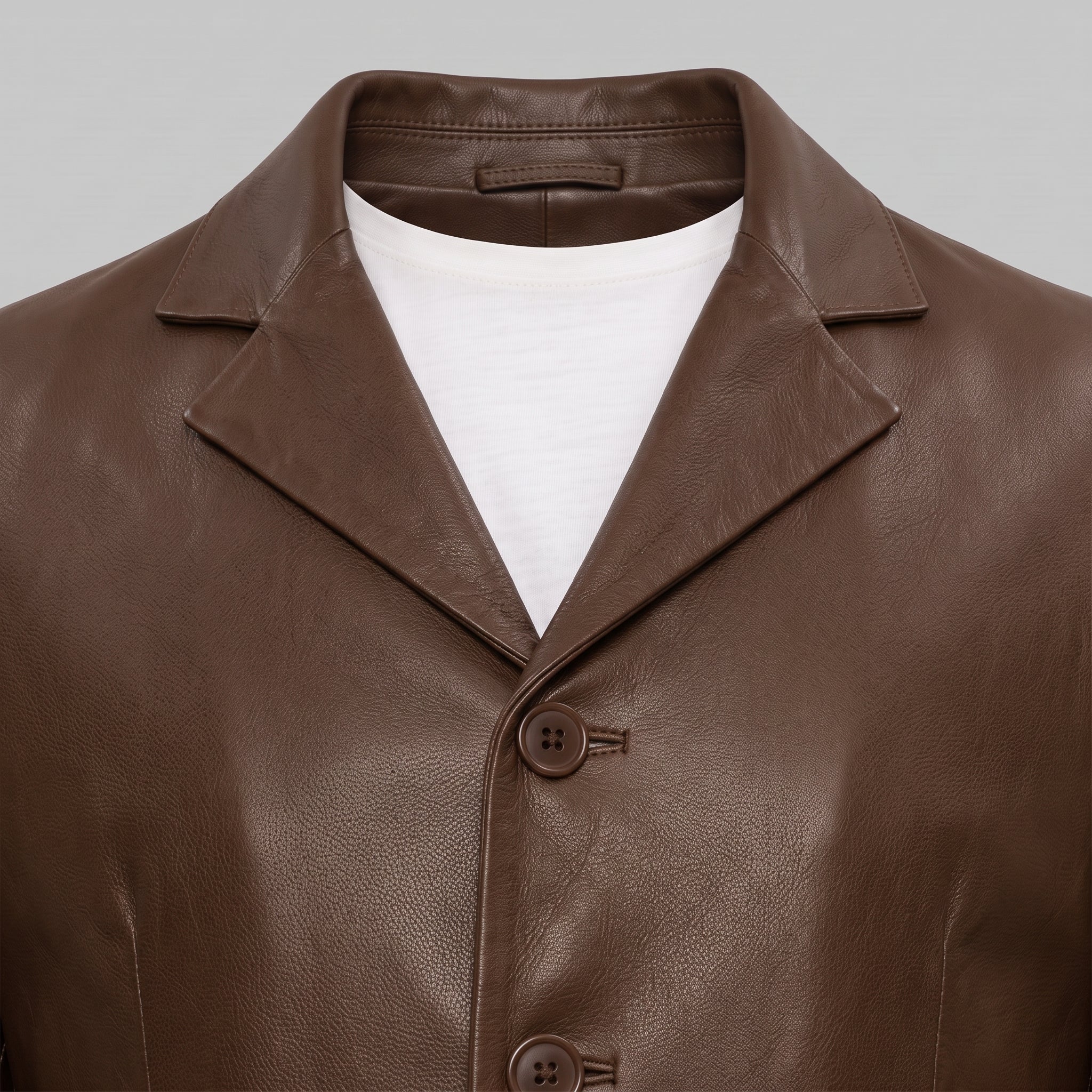 Men's Brown Leather Blazer Jacket — Lindsay