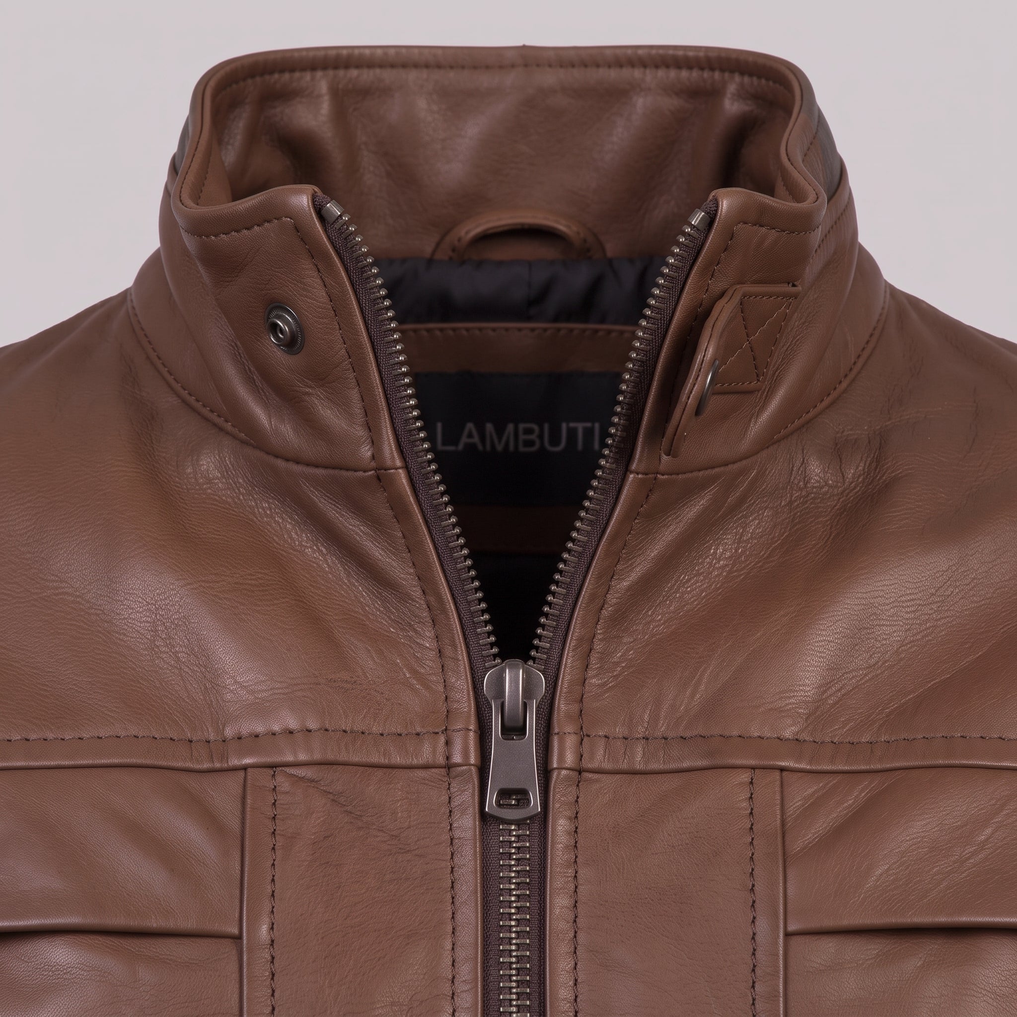Men's Brown Leather Bomber Jacket — Blake