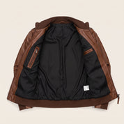 Men's Brown Leather Bomber Jacket — Dearden