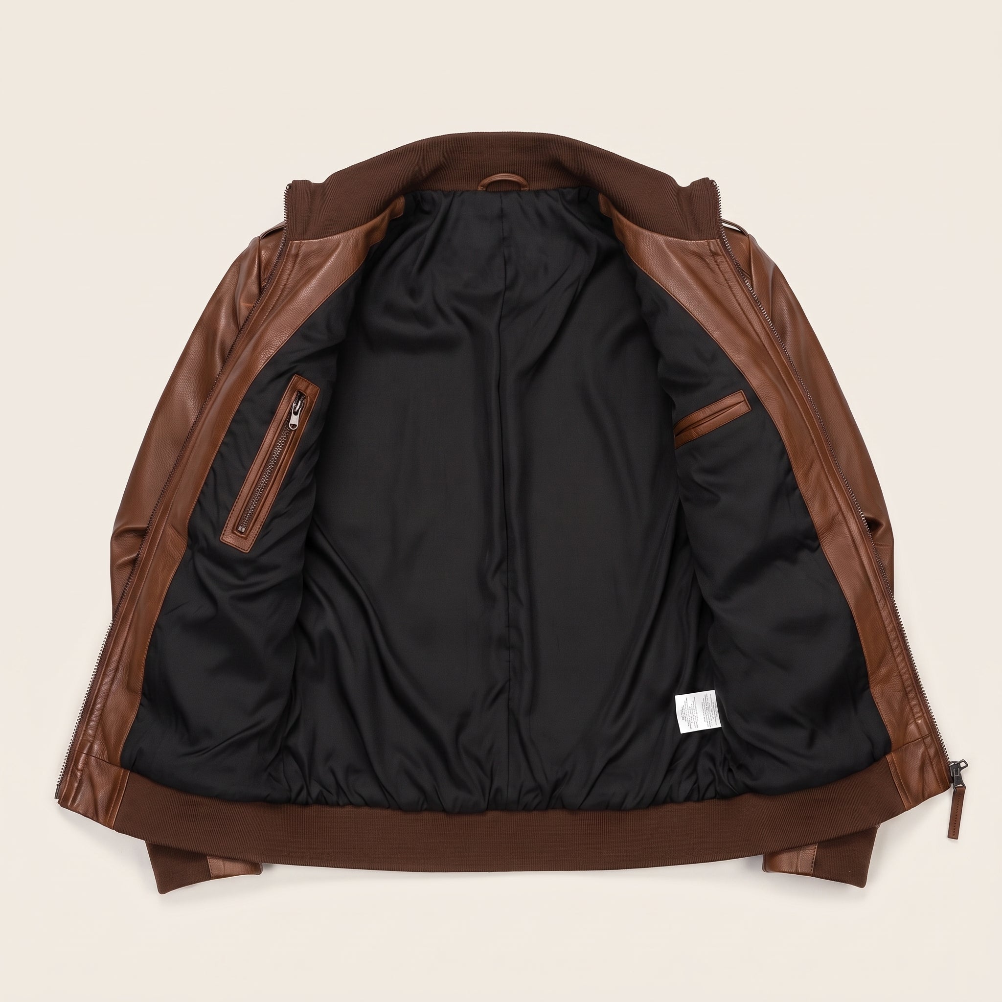 Men's Brown Leather Bomber Jacket — Dearden
