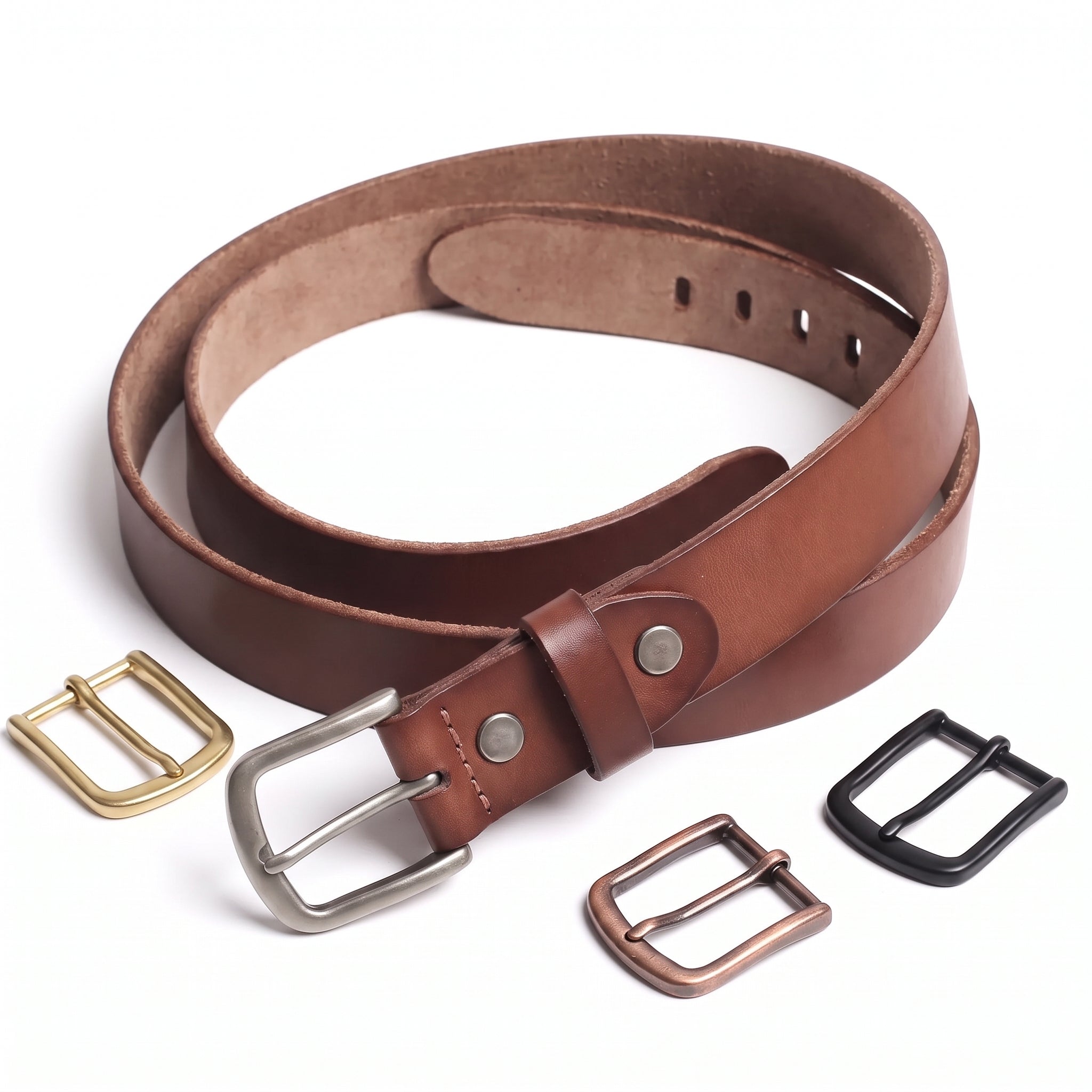 Men's Brown Leather Buckle-Less Belt Strap — Elmfield