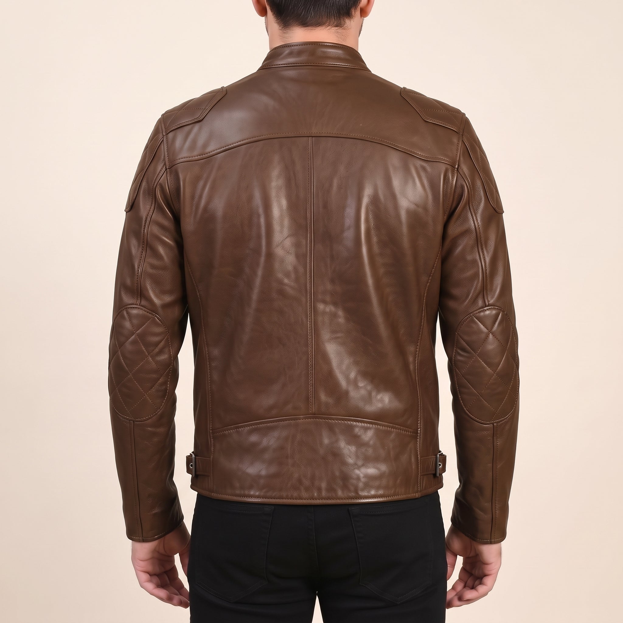 Men's Brown Leather Cafe Racer Jacket — Bickleigh
