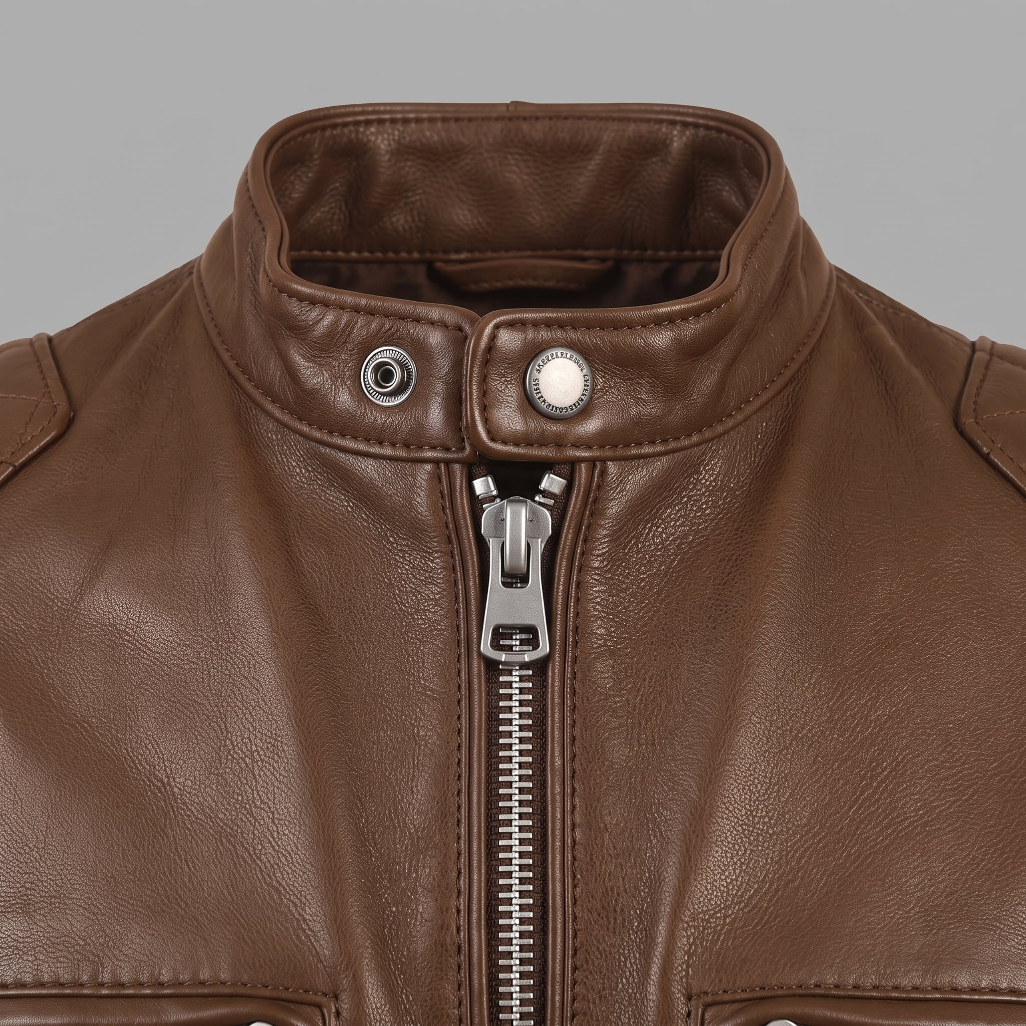Men's Brown Leather Cafe Racer Jacket — Bickleigh