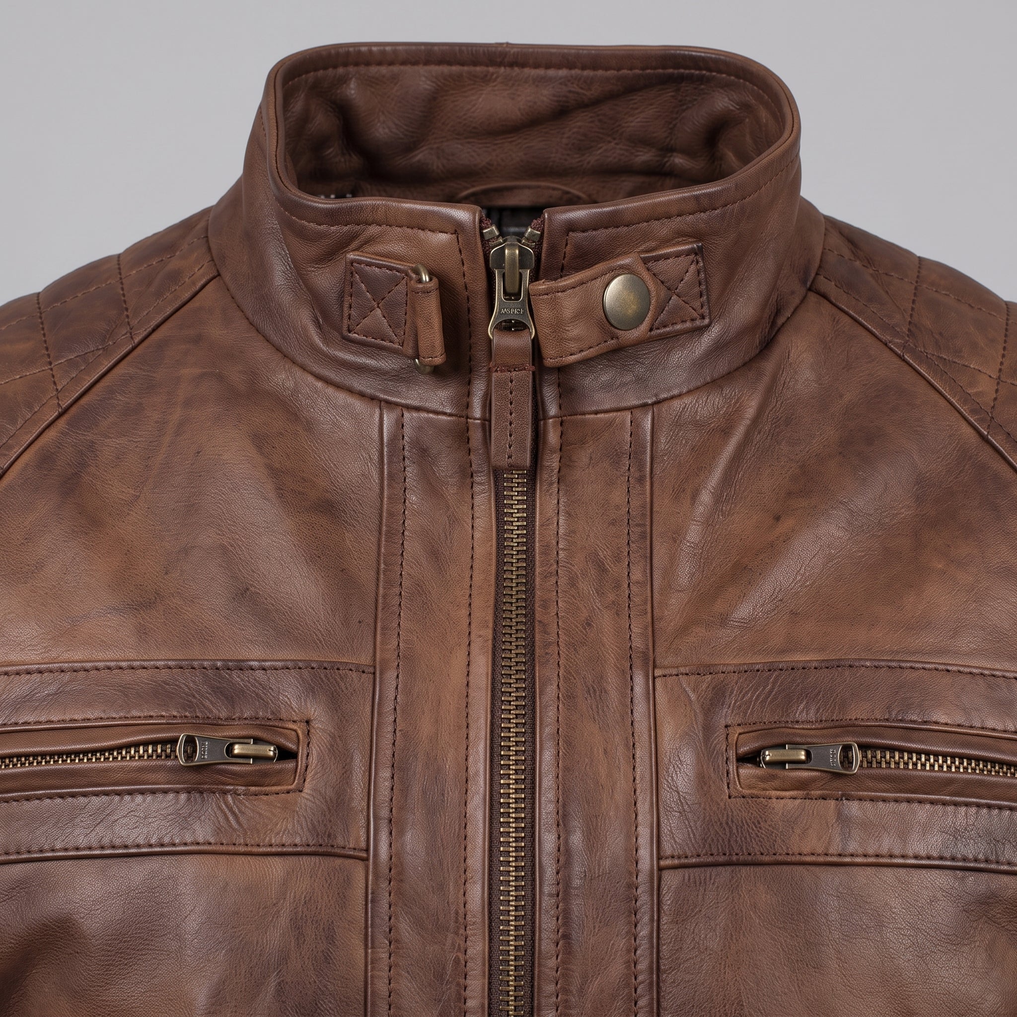 Men's Brown Leather Cafe Racer Jacket — Gatfield