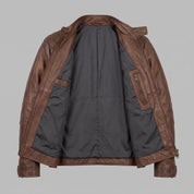 Men's Brown Leather Cafe Racer Jacket — Gatfield
