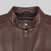 Men's Brown Leather Biker Jacket — Kendal