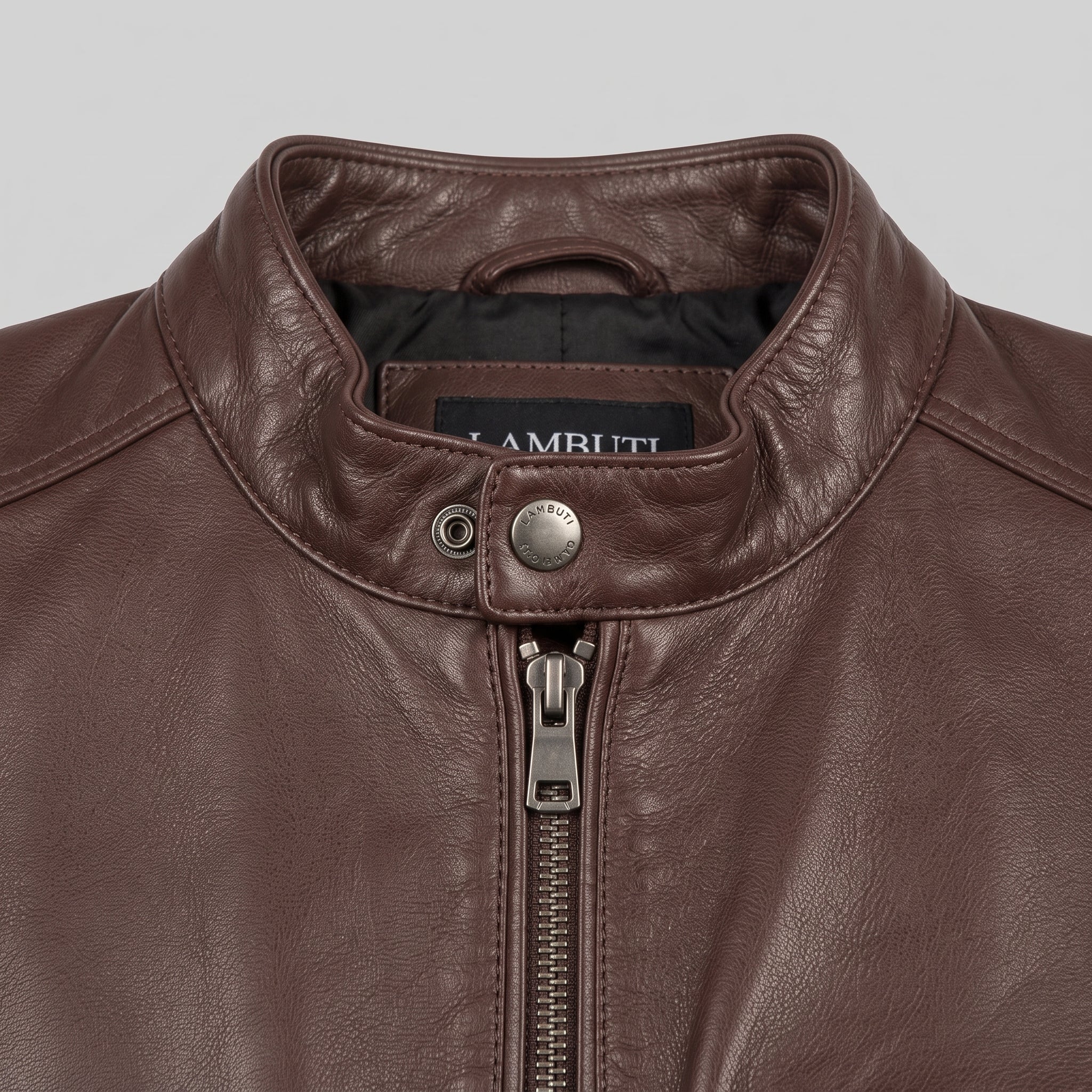 Men's Brown Leather Biker Jacket — Kendal