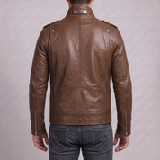 Men's Brown Leather Field Jacket — Benedict