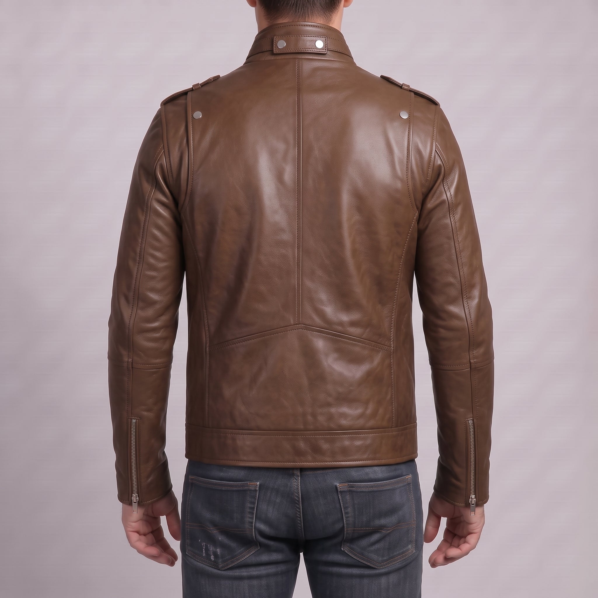 Men's Brown Leather Field Jacket — Benedict