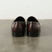 Mens brown leather formal shoes, Men Crocodile patterned shoes moccasins - back-view