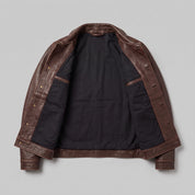 Men's Brown Leather Trucker Jacket — Baynards