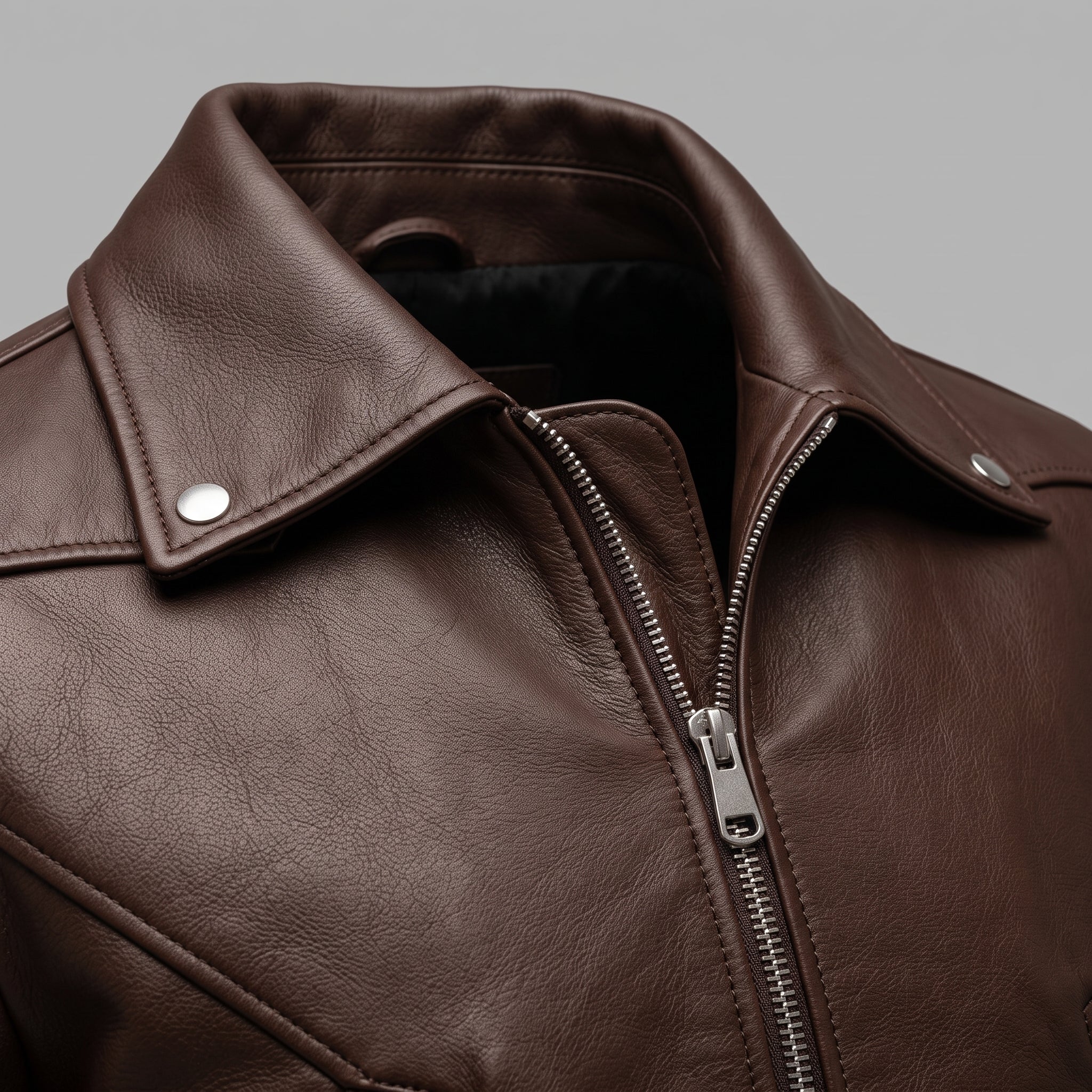 Men's Brown Leather Moto Bomber Jacket — Abberall