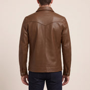Men's Brown Leather Shirt Jacket — Cursley