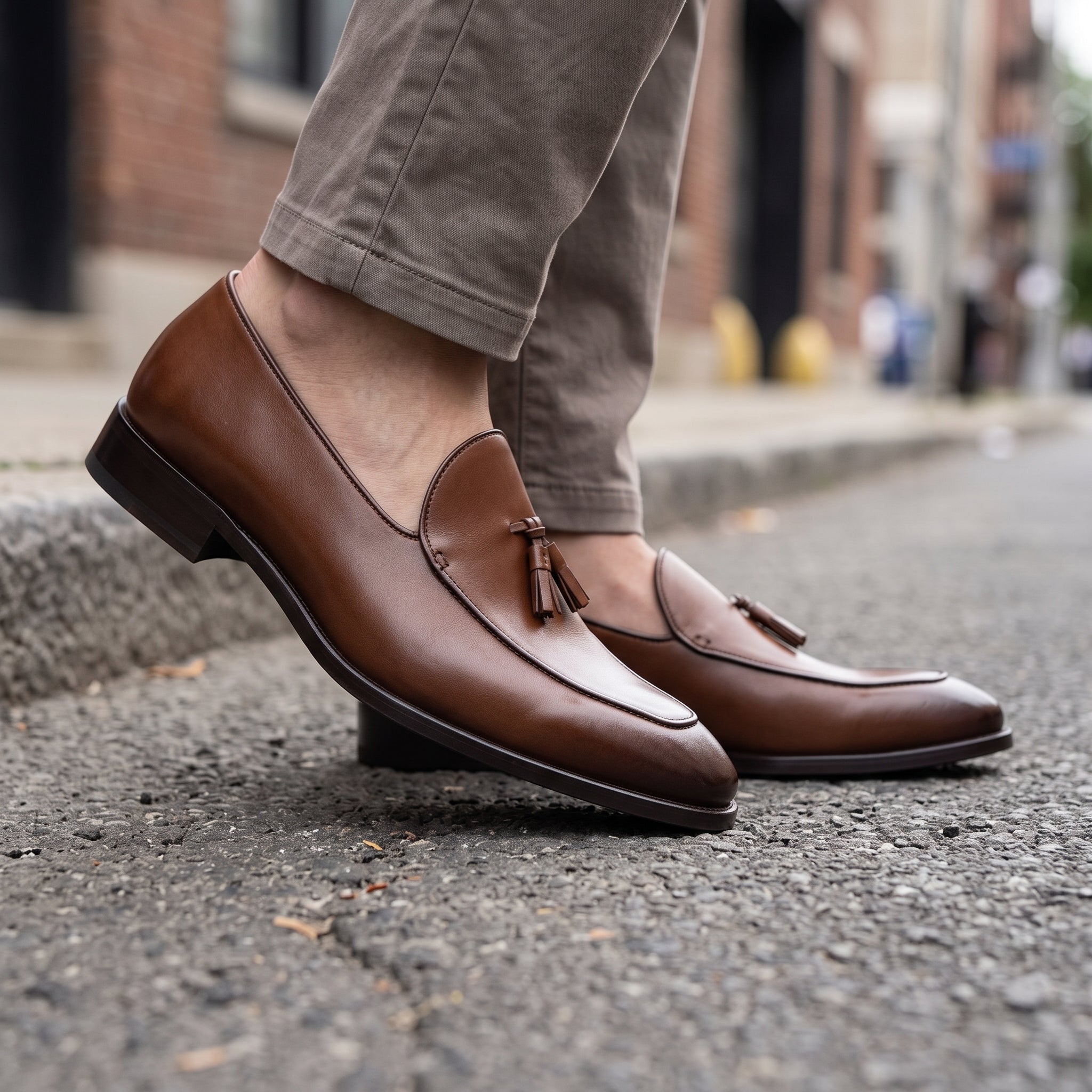 Men's Brown Leather Tassel Loafers — Eastbury