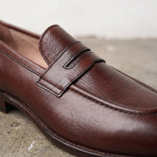 Men's Brown Moc-Toe Leather Penny Loafers — Hemsworth
