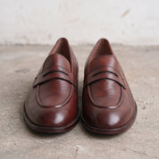 Men's Brown Moc-Toe Leather Penny Loafers — Hemsworth